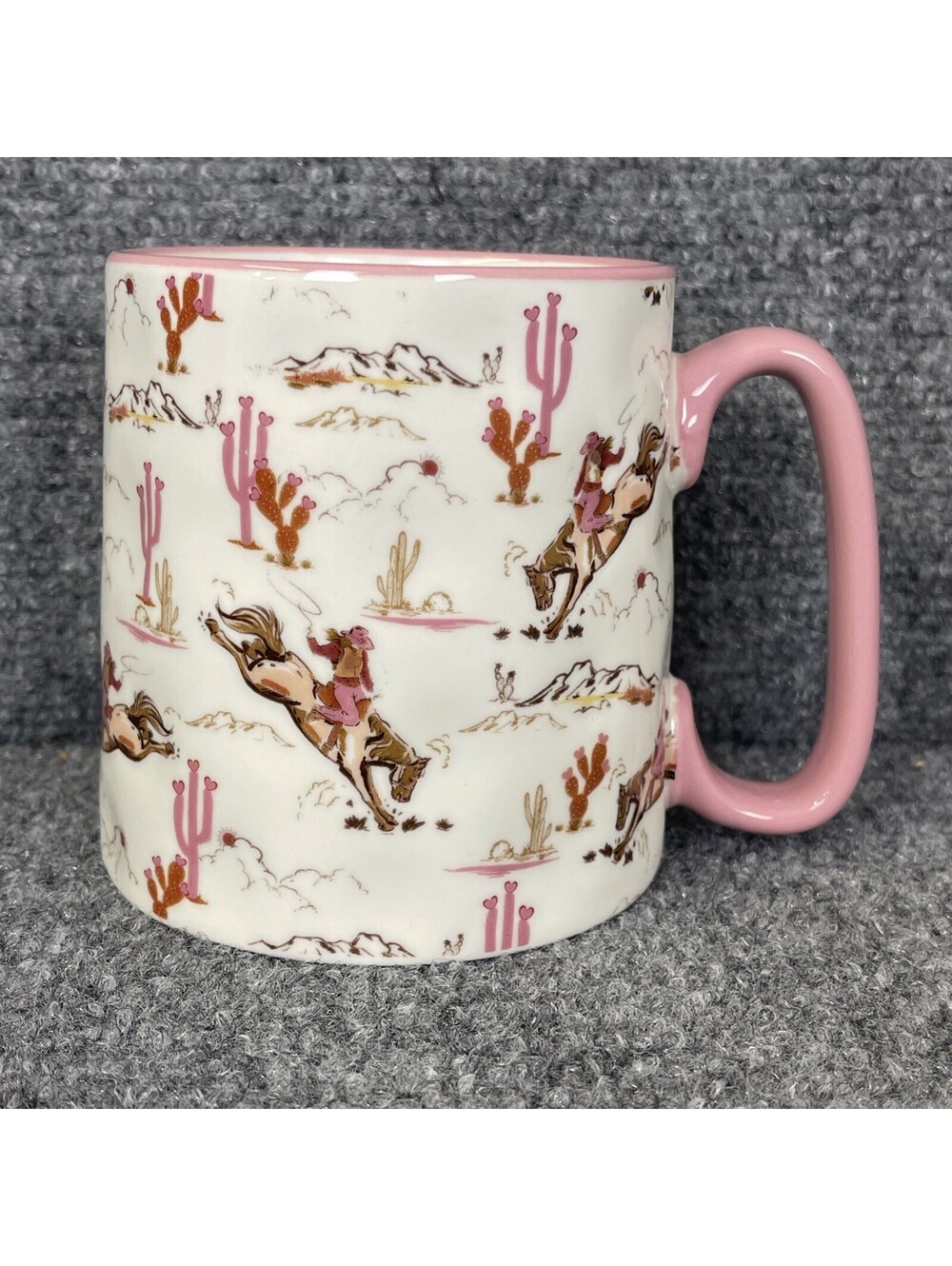 Pink Cowgirl Wester Bucking Bronco Themed Mug Strawberry Street 14 Oz